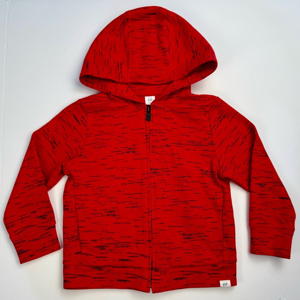 Baby Gap Kids Toddler Size 5 Long Sleeve Zip Up Red and Black Hooded Jacket